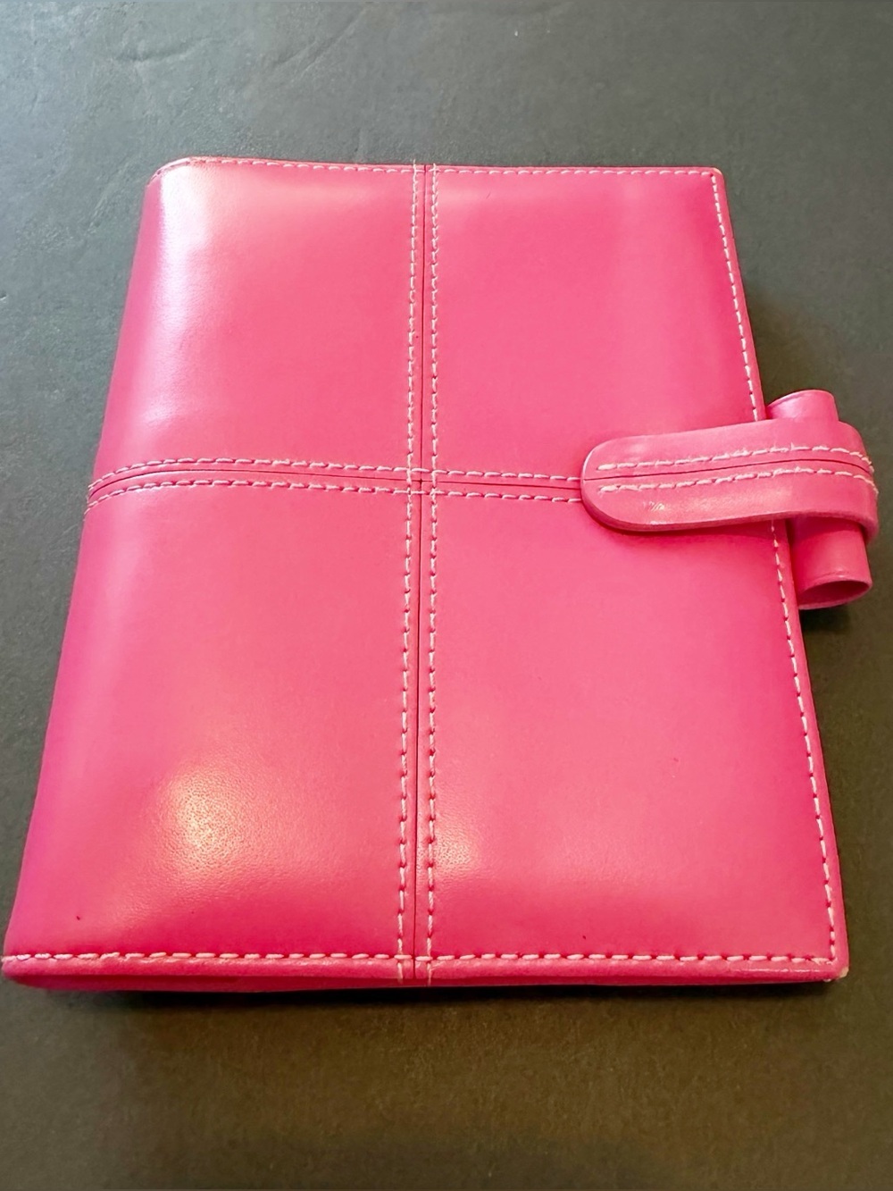 Filofax Cross Pink A7 Pocket Organizer Planner Binder 6 Ring Italian Leather